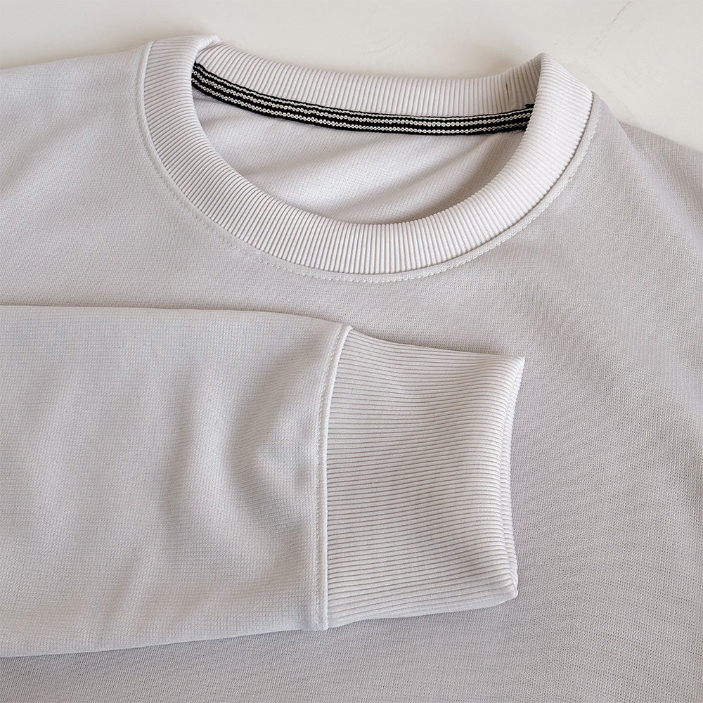 WHITE FLEECE WINTER SWEATSHIRT - COBALT GREEN